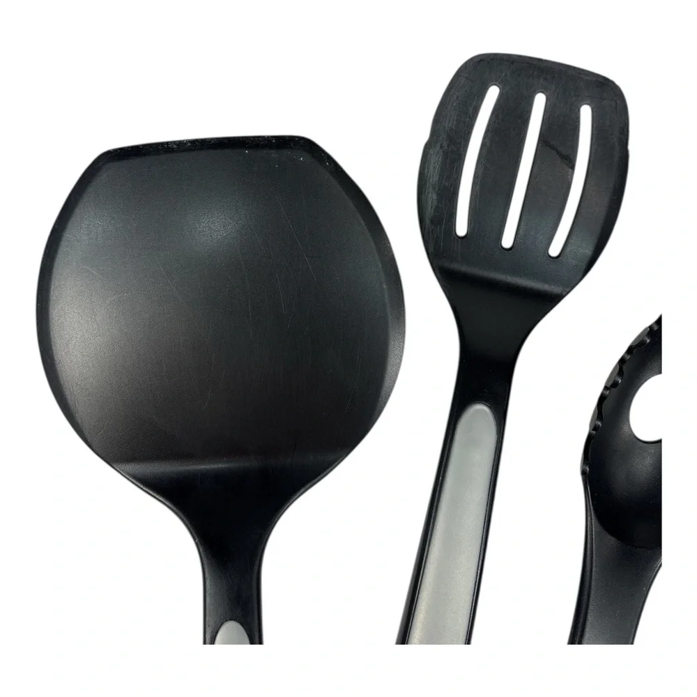 Calphalon 4-Pc Utensil Set Black/Gray Nylon Plastic Spoon Spatula Turner Pasta